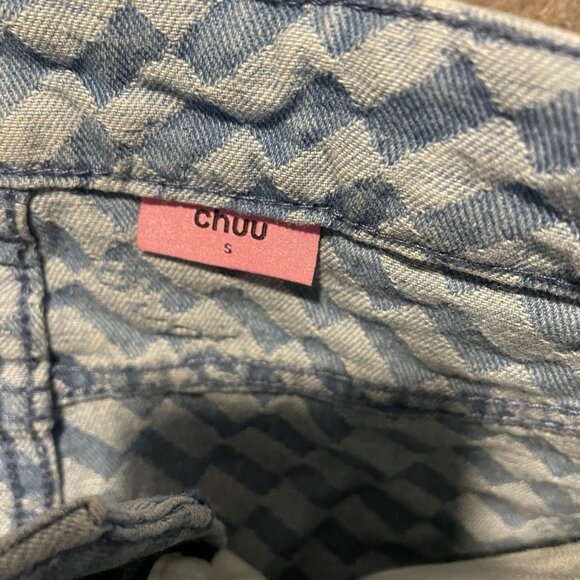 Chuu Skirt Womens Size Small Mini Denim Pleated Jean Light Wash Checkered Preppy - Picture 2 of 6